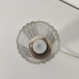 vintage bedside lamp in teak, brass and glass, 60s te