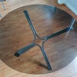 Space Age 1970s chrome and glass round table