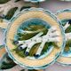 6 antique asparagus plates in Salins faience barbotine