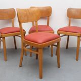 Set of 4 chairs 1950s, beechwood and leatherette