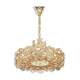Lustre en laiton doré et verre cristallin incrustés par Palwa, Allemagne, années 1970