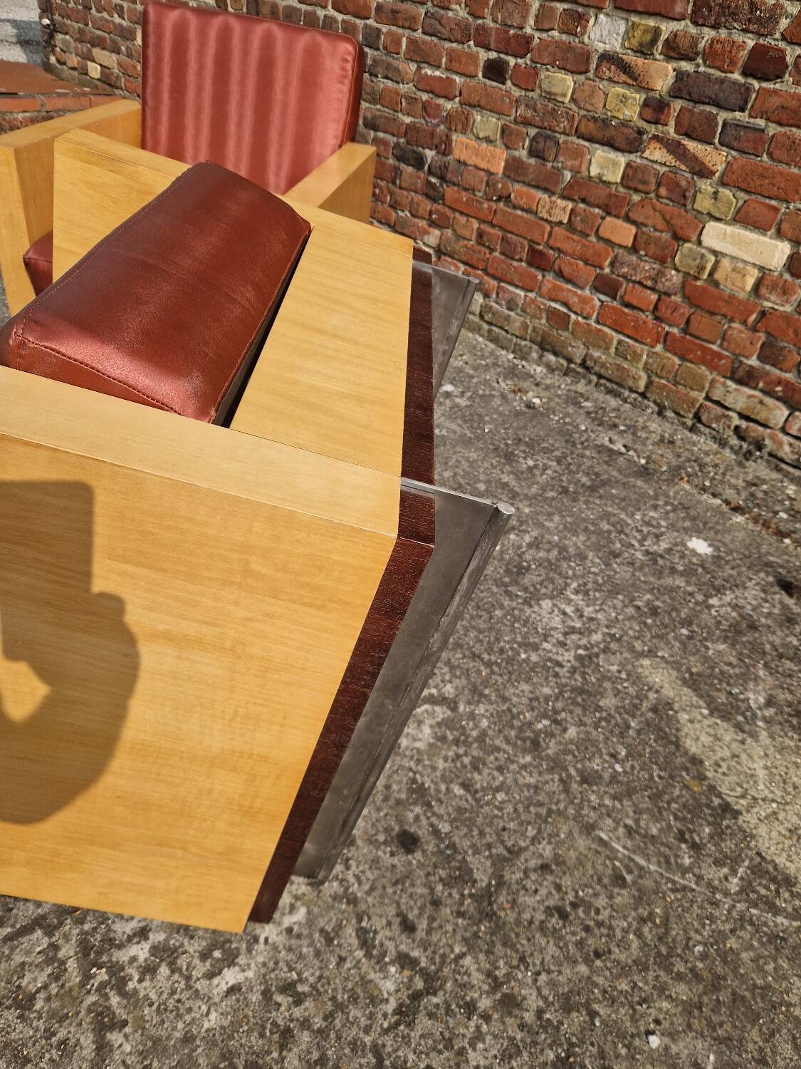 Pair of Art Deco style lemon veneer armchairs, 1970s