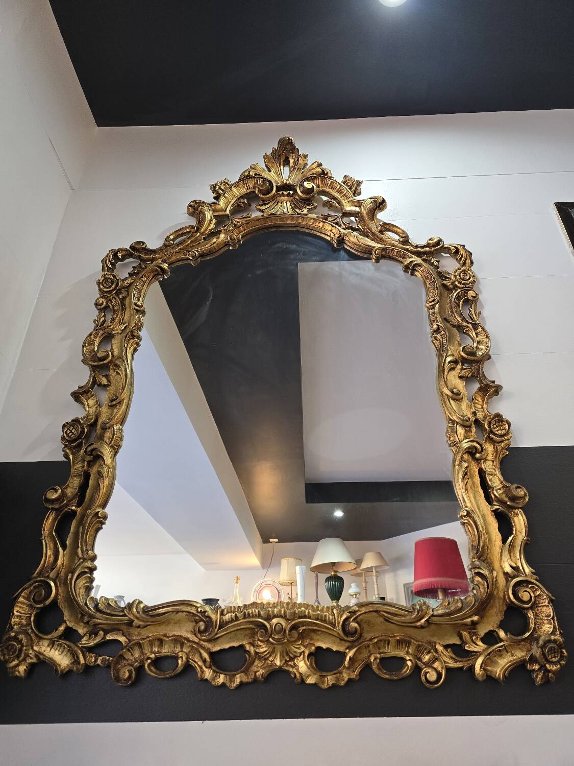 Large golden rocaille mirror