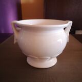 Pot / cover pot in glazed white ceramic - 1950s