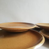 Set of 6 flat plates in Brenne stoneware from France vintage