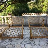 Rattan twin beds