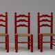 Ensemble de chaises rouges en jonc italien