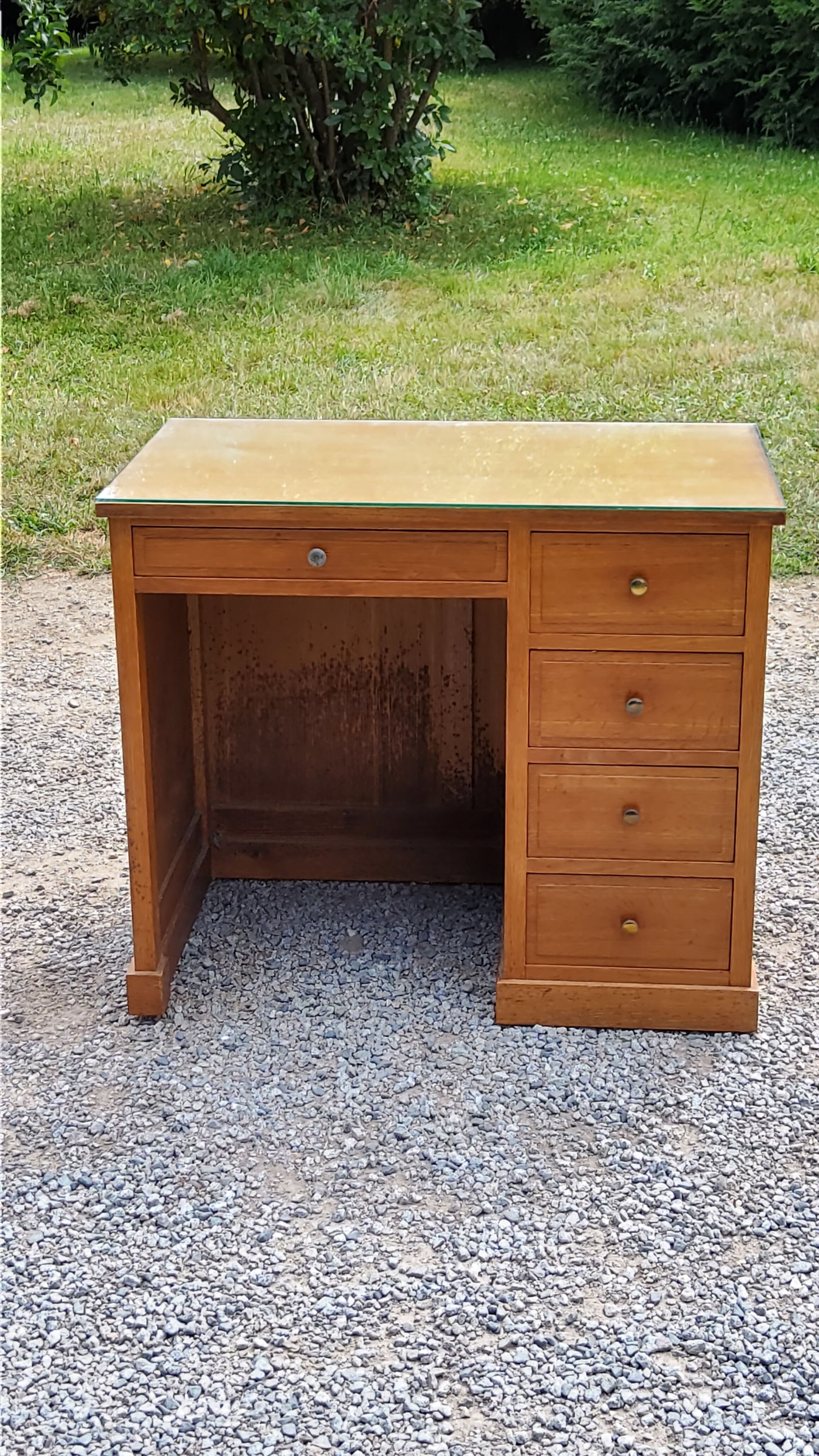 Office of the 50s in blond oak 1 box 5 drawers