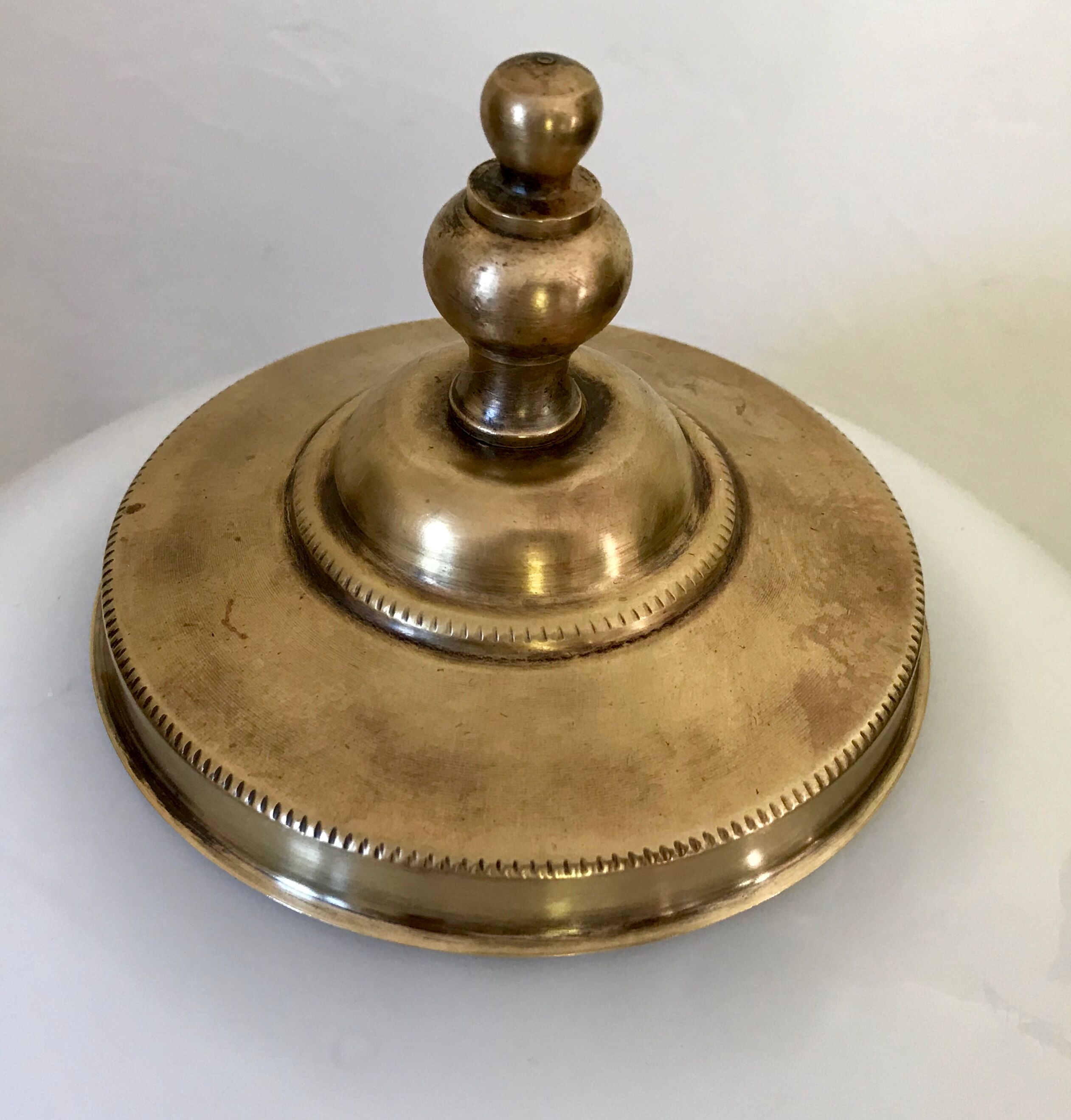 Vintage brass mushroom lamp and opaline