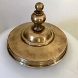 Vintage brass mushroom lamp and opaline