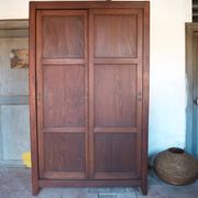 Wooden wardrobe with sliding doors, wooden wardrobe, vintage storage furniture