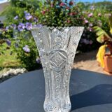 Large engraved and cut crystal vase