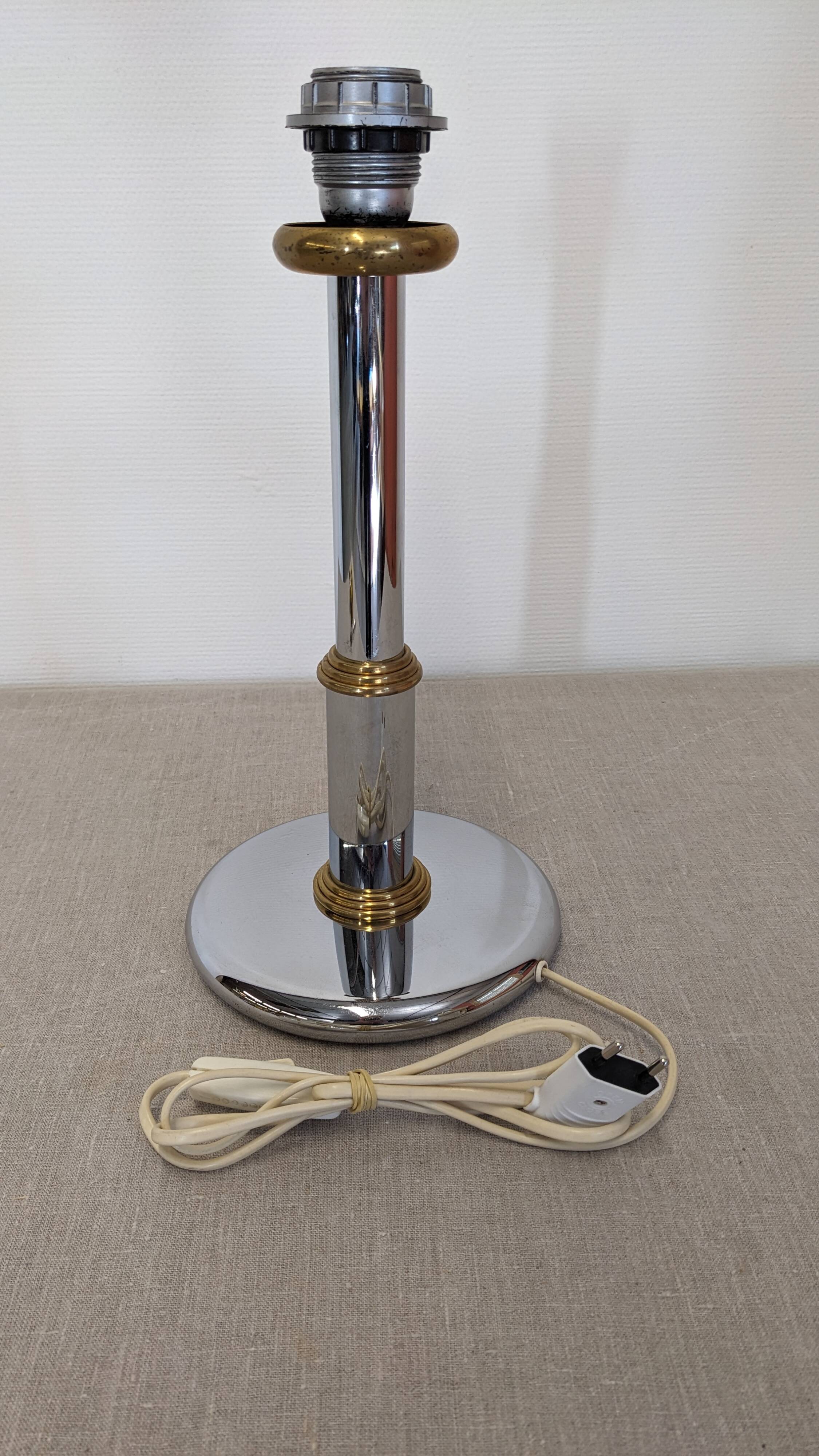 Hollywood Regency lamp base in chrome brass, France circa 1970.