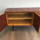 Designer sideboard with 4 doors in sapele mahogany and sycamore on a blackened wood base