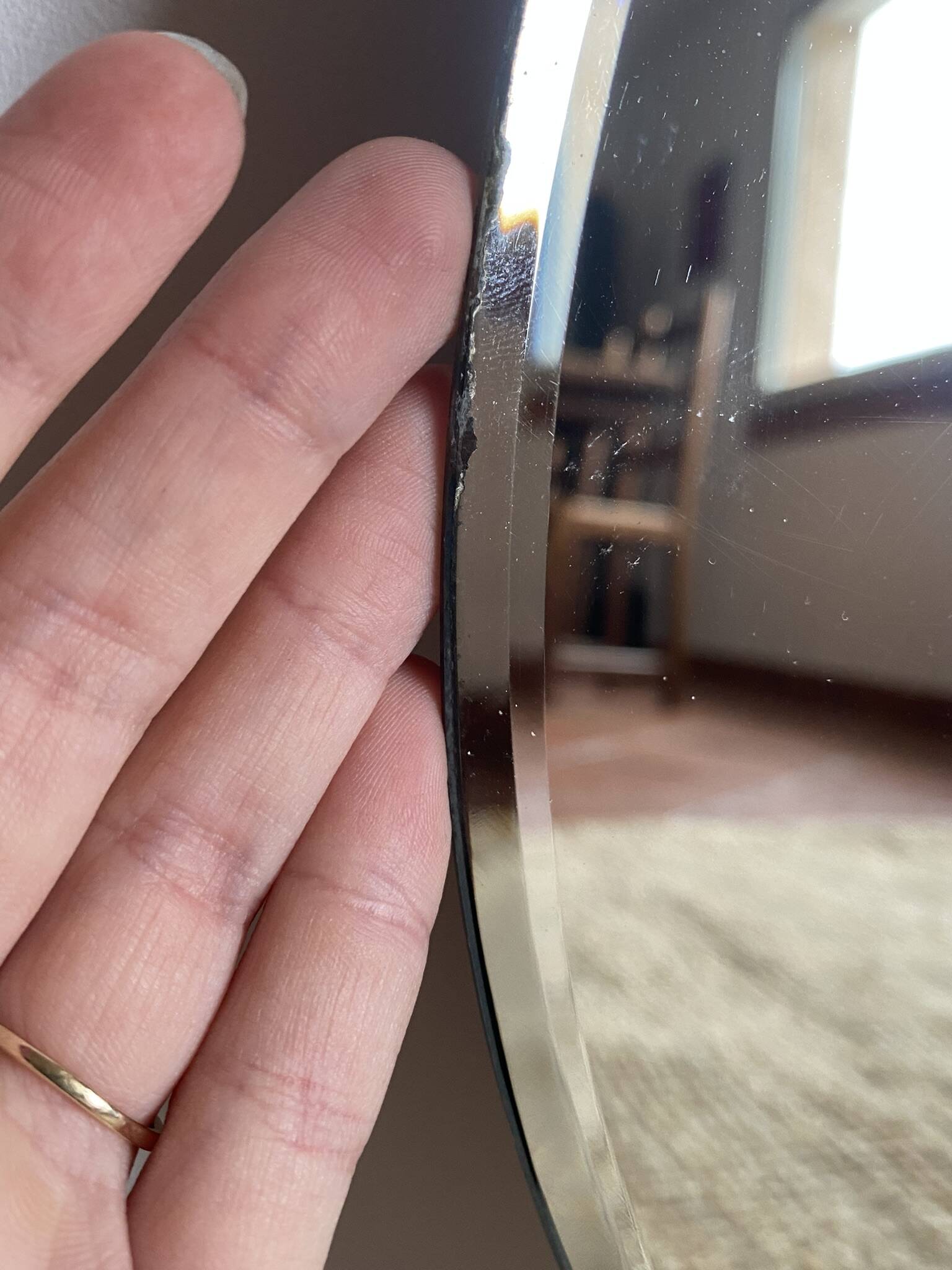 Large vintage beveled mirror