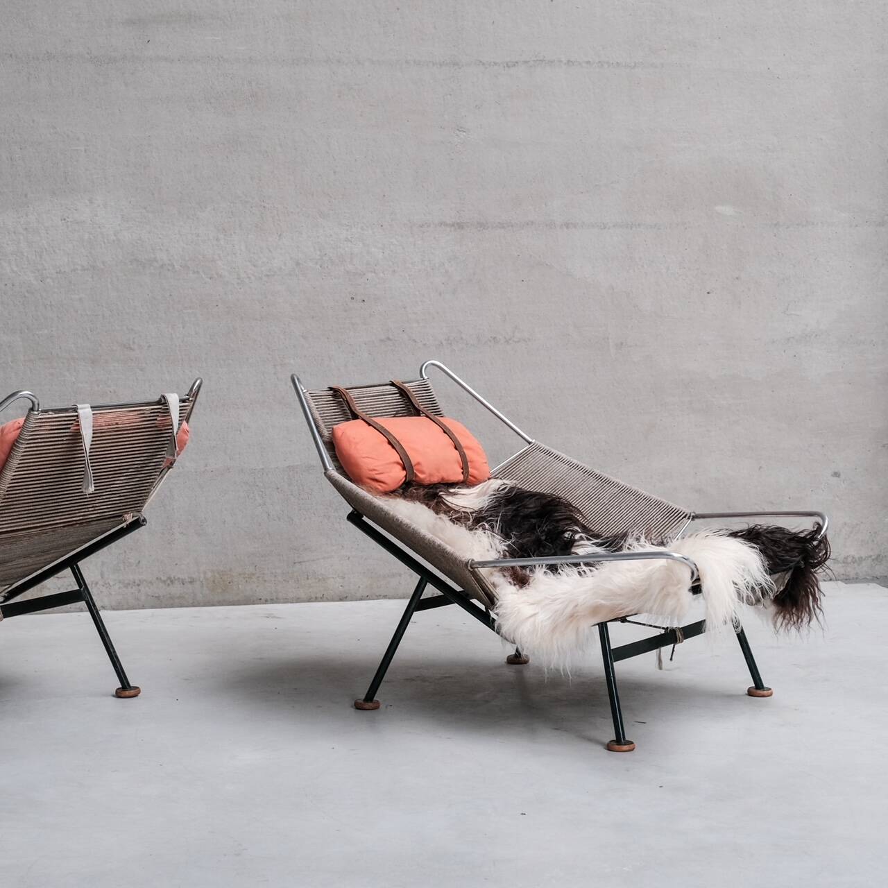 Pair of Original Hans Wegner Flag Halyard Lounge Chairs for Getama