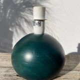 Wooden lamp base, ball-shaped, painted dark green, 1980