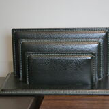 Porte courrier en cuir vert  le tanneur