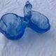 Old art deco blue glass saleron