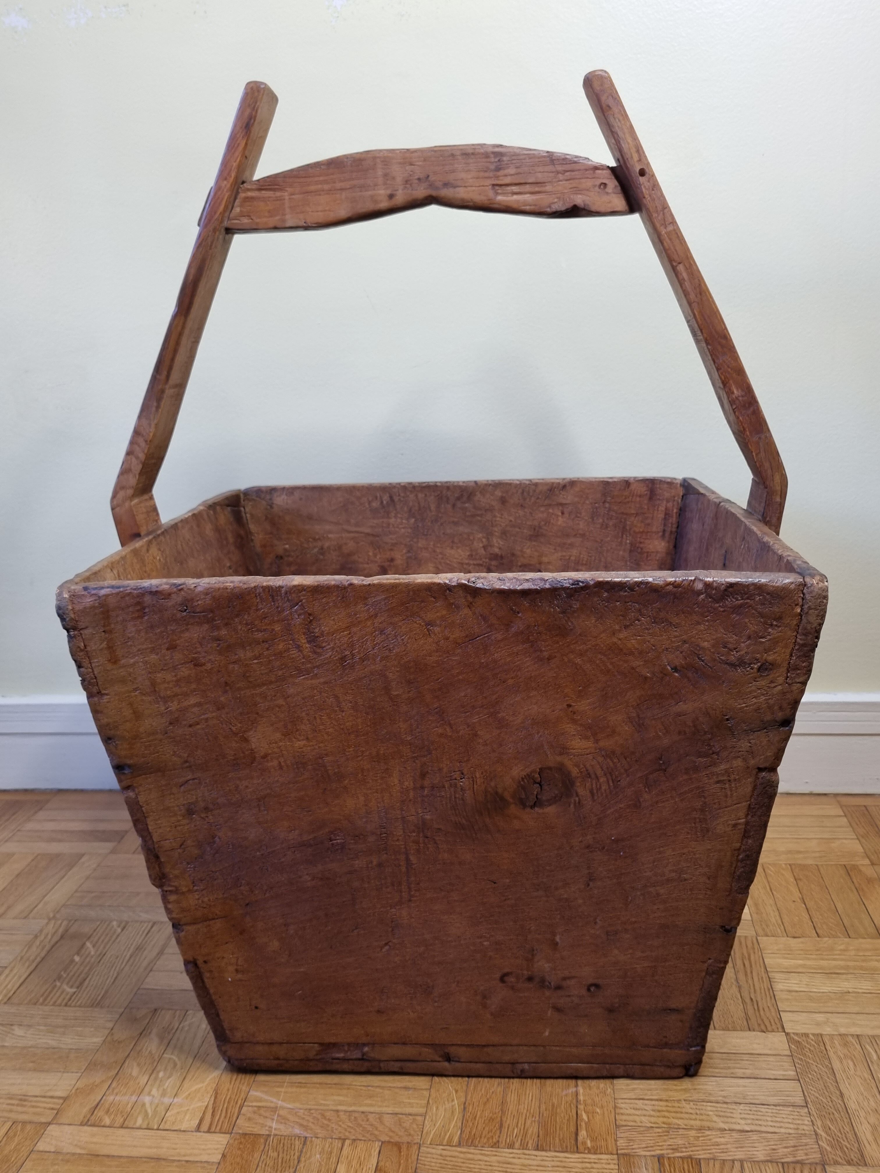 Old wooden rice or tea basket