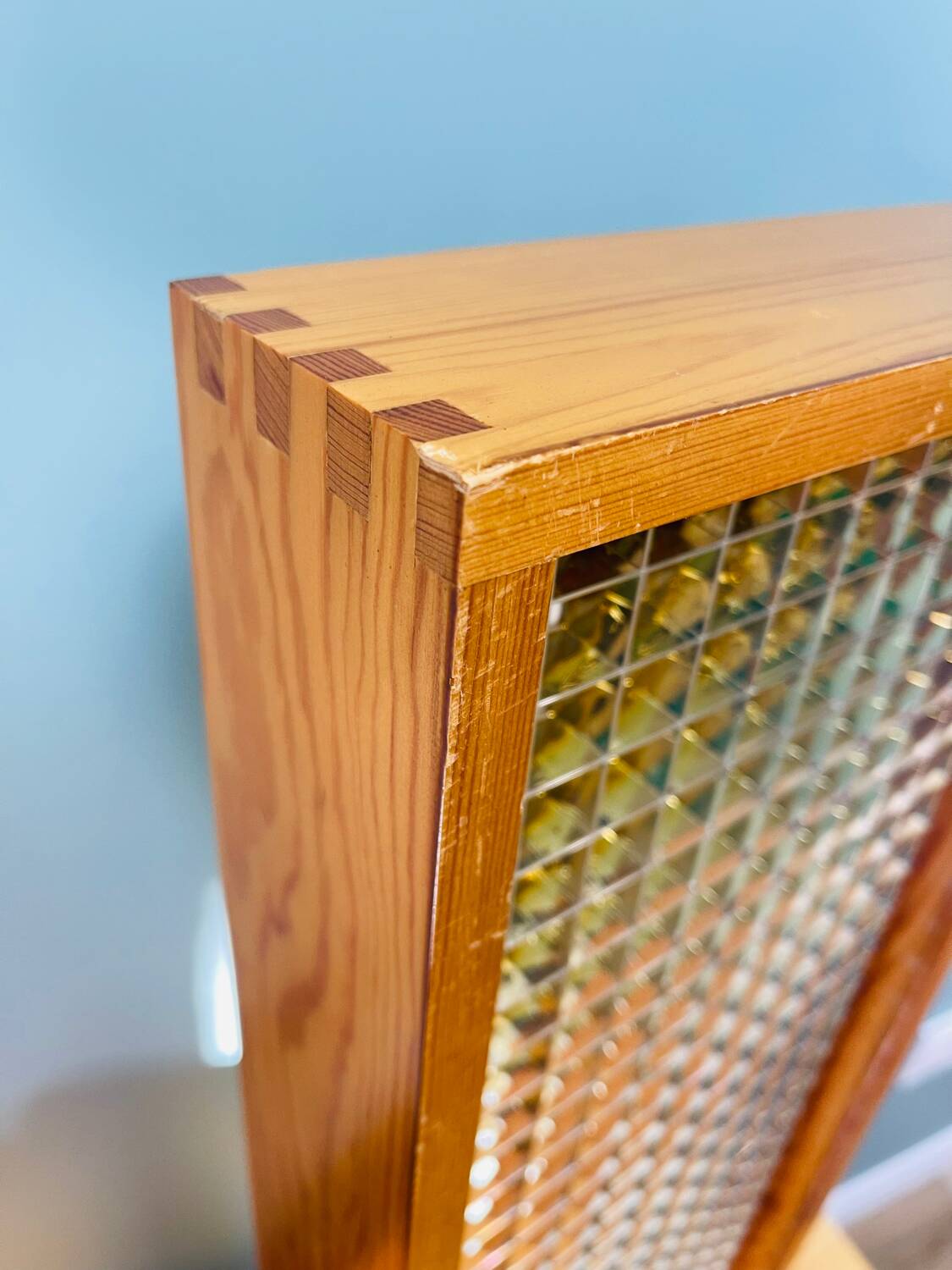 Scandinavian ceiling light in teak, circa 1970.