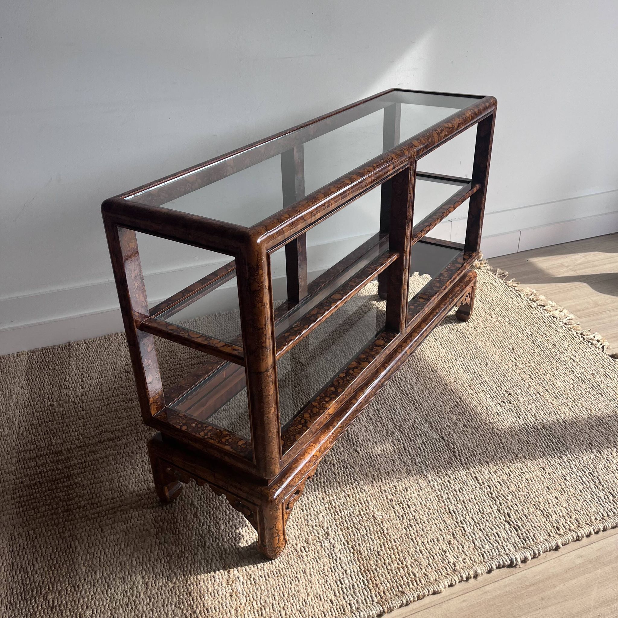 Console étagère laquée “Faux Écaille” — style Chinoiserie
