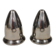 A beautiful stainless steel salt and pepper set, space age style 1980s.