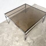 Modernist chrome and smoked glass coffee table, circa 1970