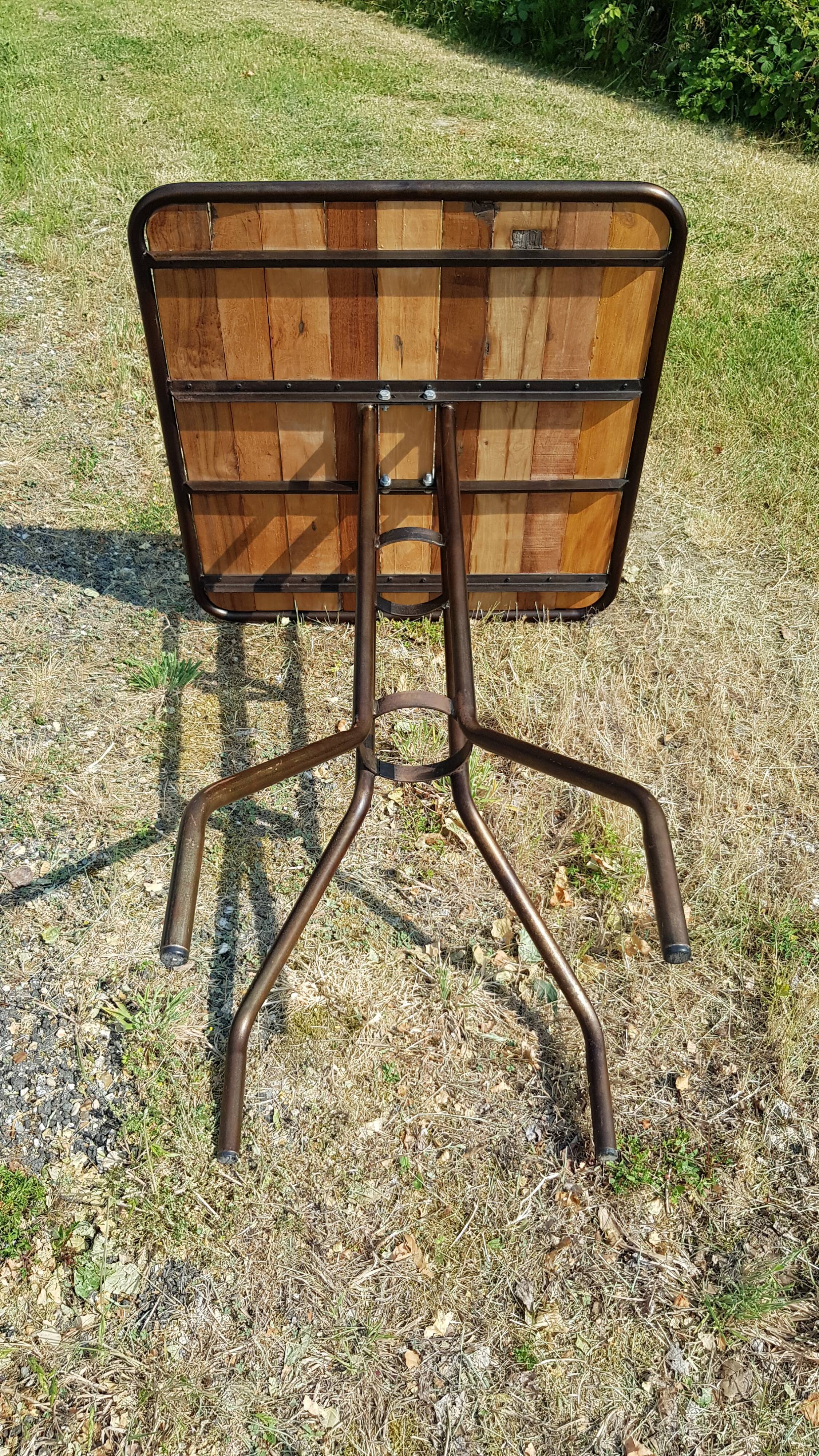 Teak and wrought iron high table