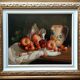 Table Oil Still Life Fruits Cherries Apples and Jug signed***framed***