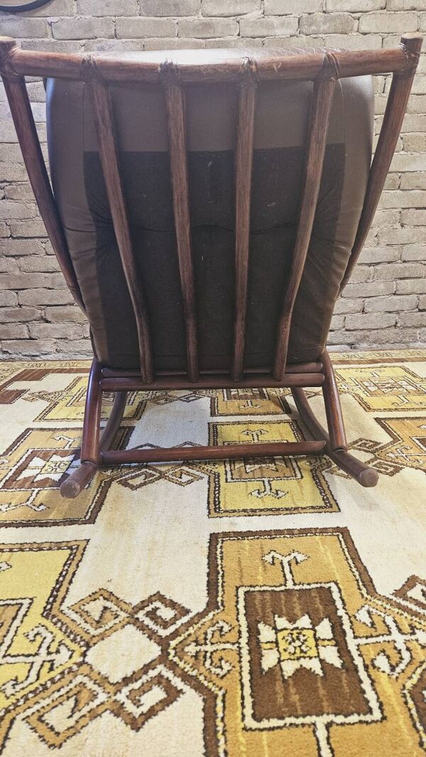 Rocking-chair ou fauteuil à bascule en bambou année 1970