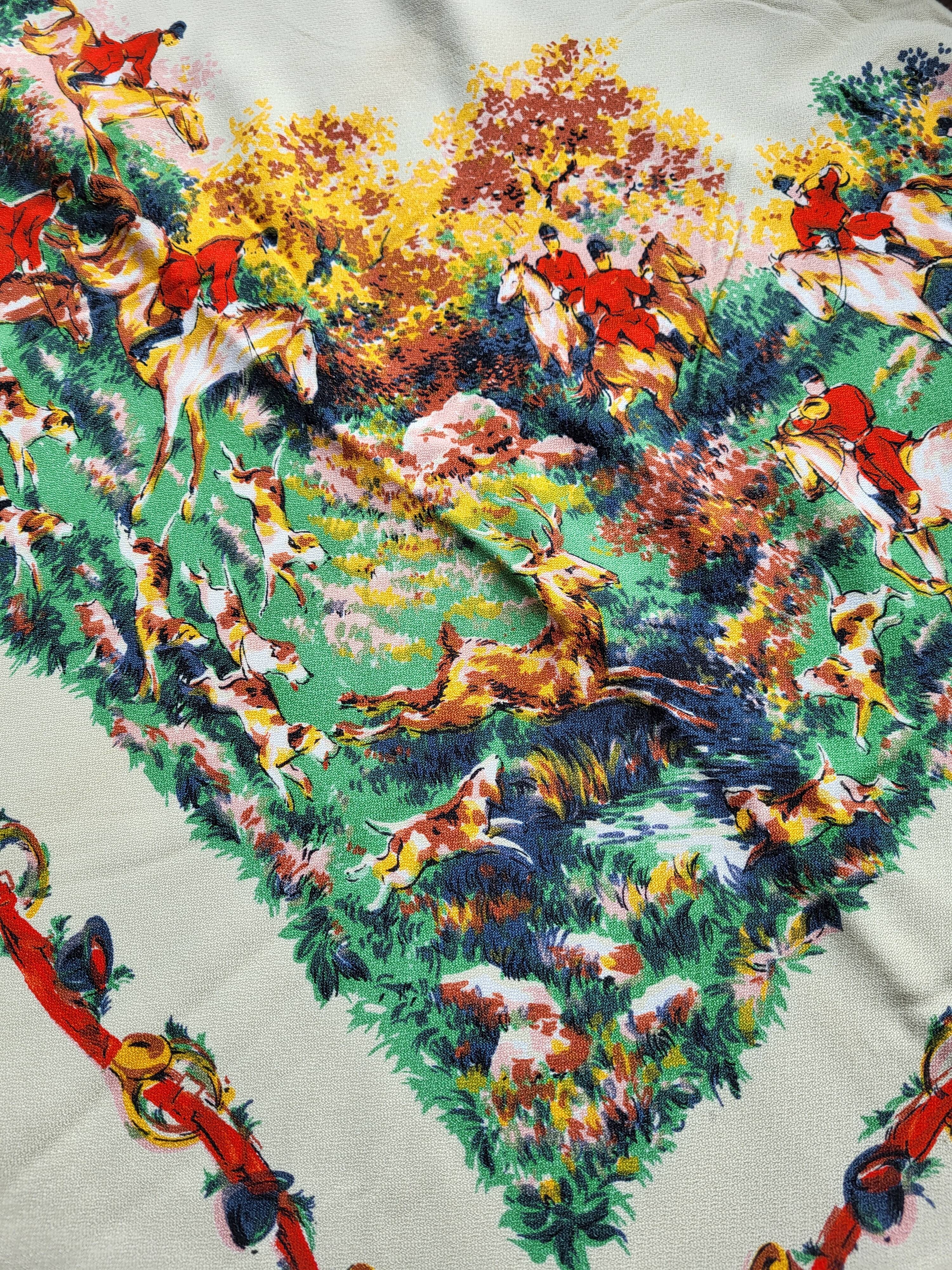 Vintage hunting tablecloth 145x125