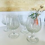 4 diamond point glass cognac or brandy glasses