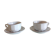 Two white cups with saucers by Apilco vintage 60-70s