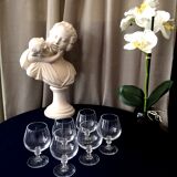 Suite of 6 glasses with crystal cognac