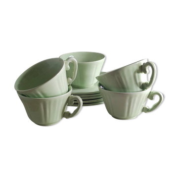 Green ceramic tea set