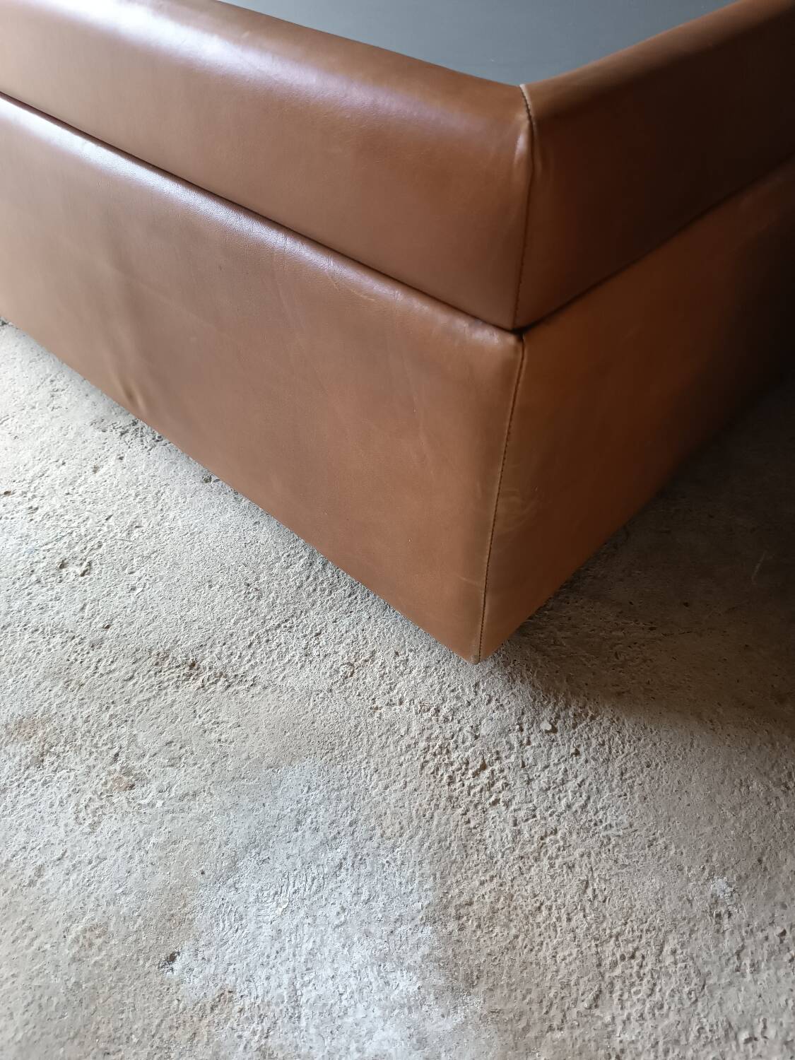 Leather and brushed metal coffee table from the 70s