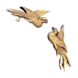 Pair of golden wood birds