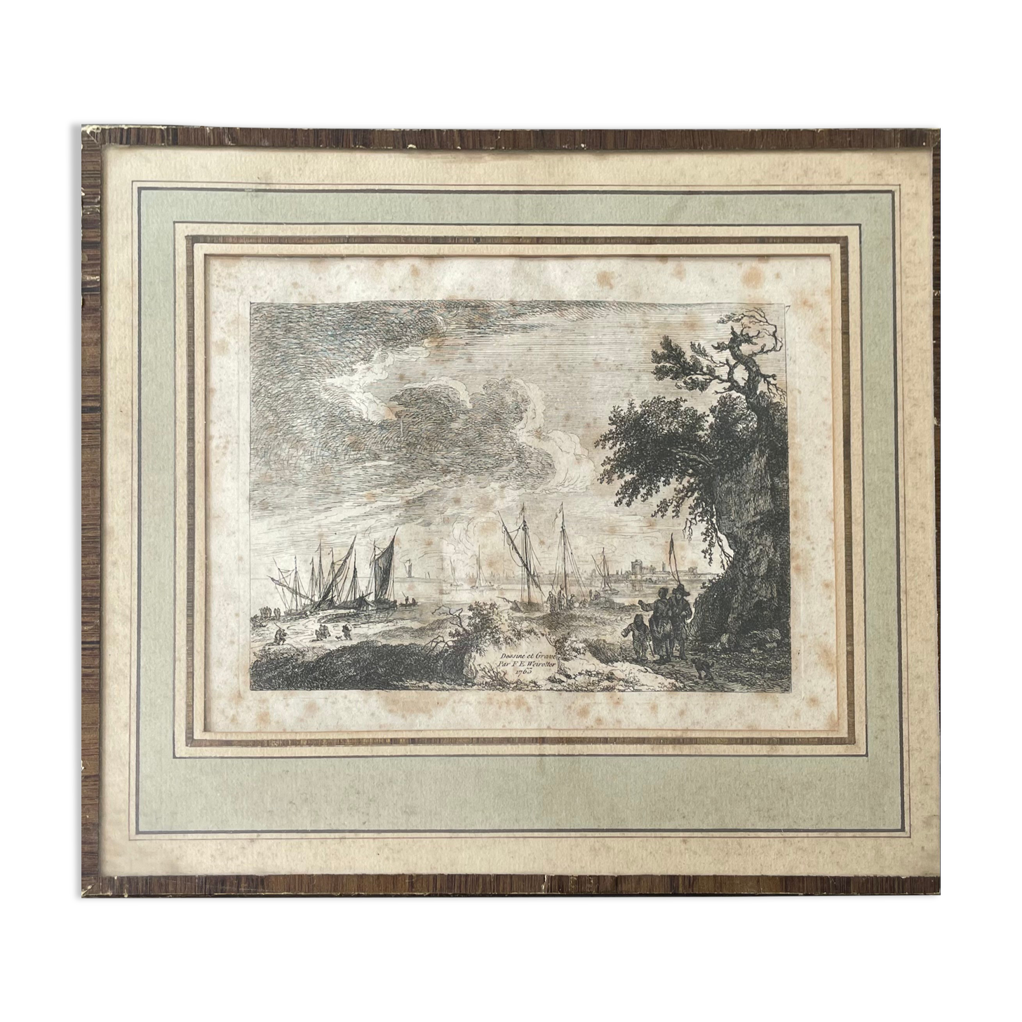 Antique engraving painting XVIIIth Franz Edmund Weirotter 1763