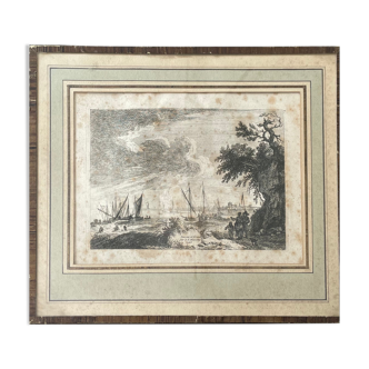 Tableau gravure ancienne xviiie franz edmund weirotter 1763