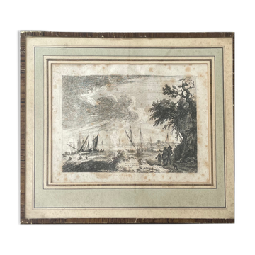 Antique engraving painting XVIIIth Franz Edmund Weirotter 1763