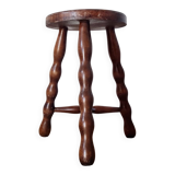 Antique wooden tripod stool - turned leg side table