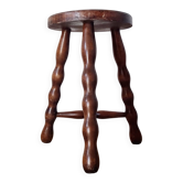 Antique wooden tripod stool - turned leg side table