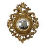 Classic Vintage Butler Mirror Gold Baroque Frame Witch's Eye Fifties