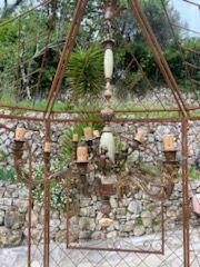 Chandelier with 3 cherubs in bronze and alabaster