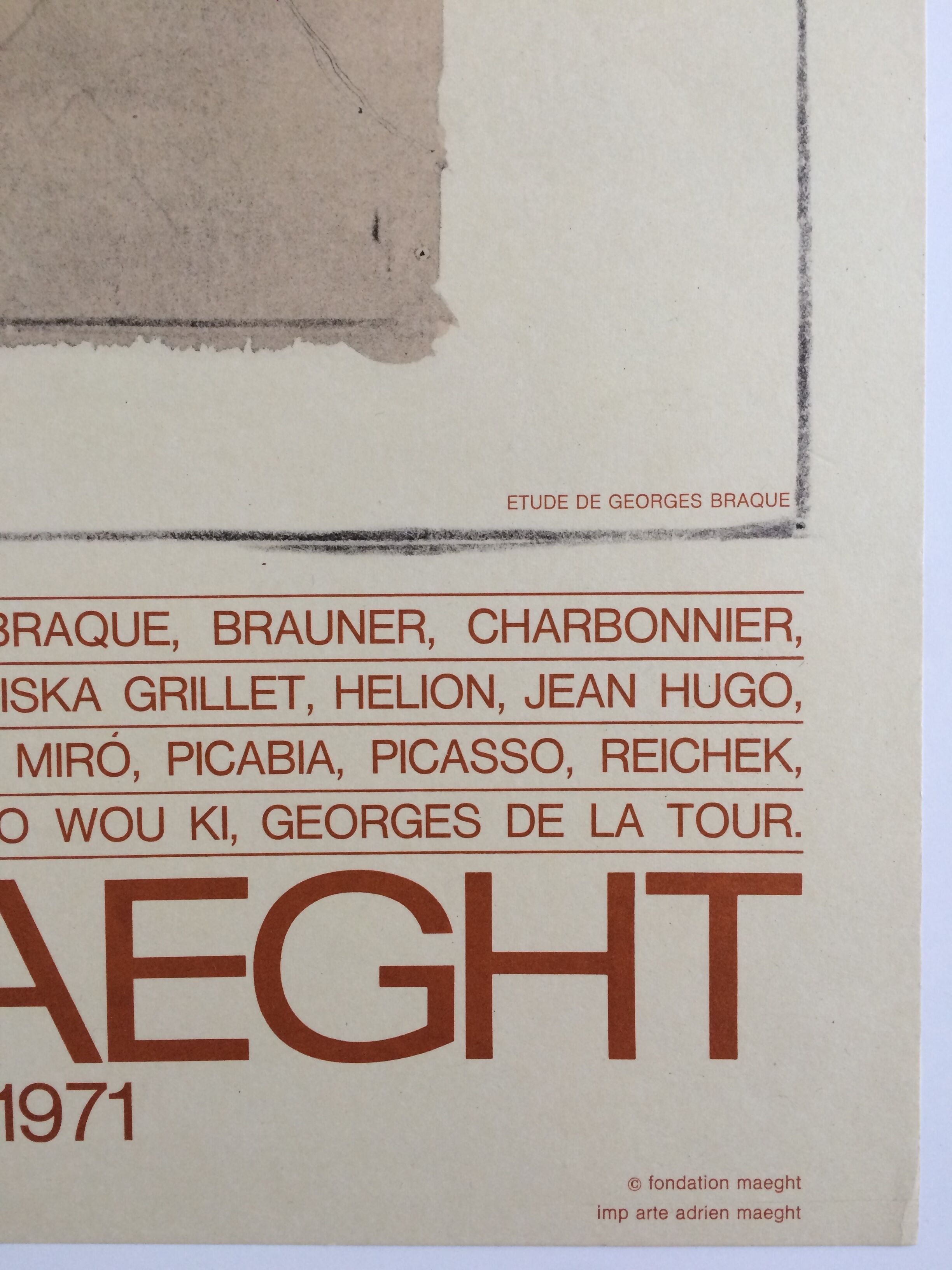 Georges braque, rené char / fondation maeght, 1971. original exhibition poster