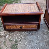 Rattan and bamboo bed and side tables