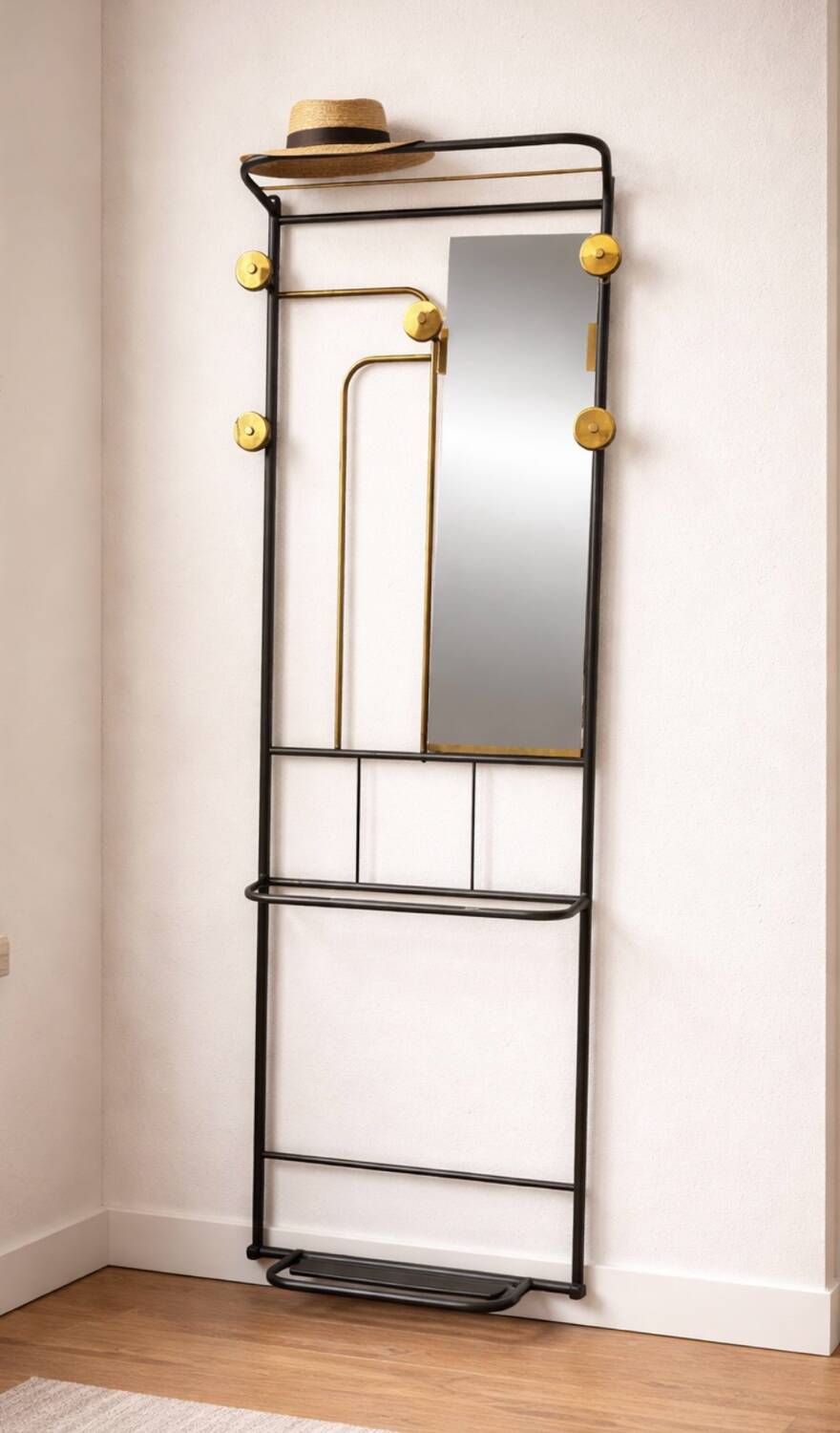 1960s modernist wardrobe. Gold lacquered metal.