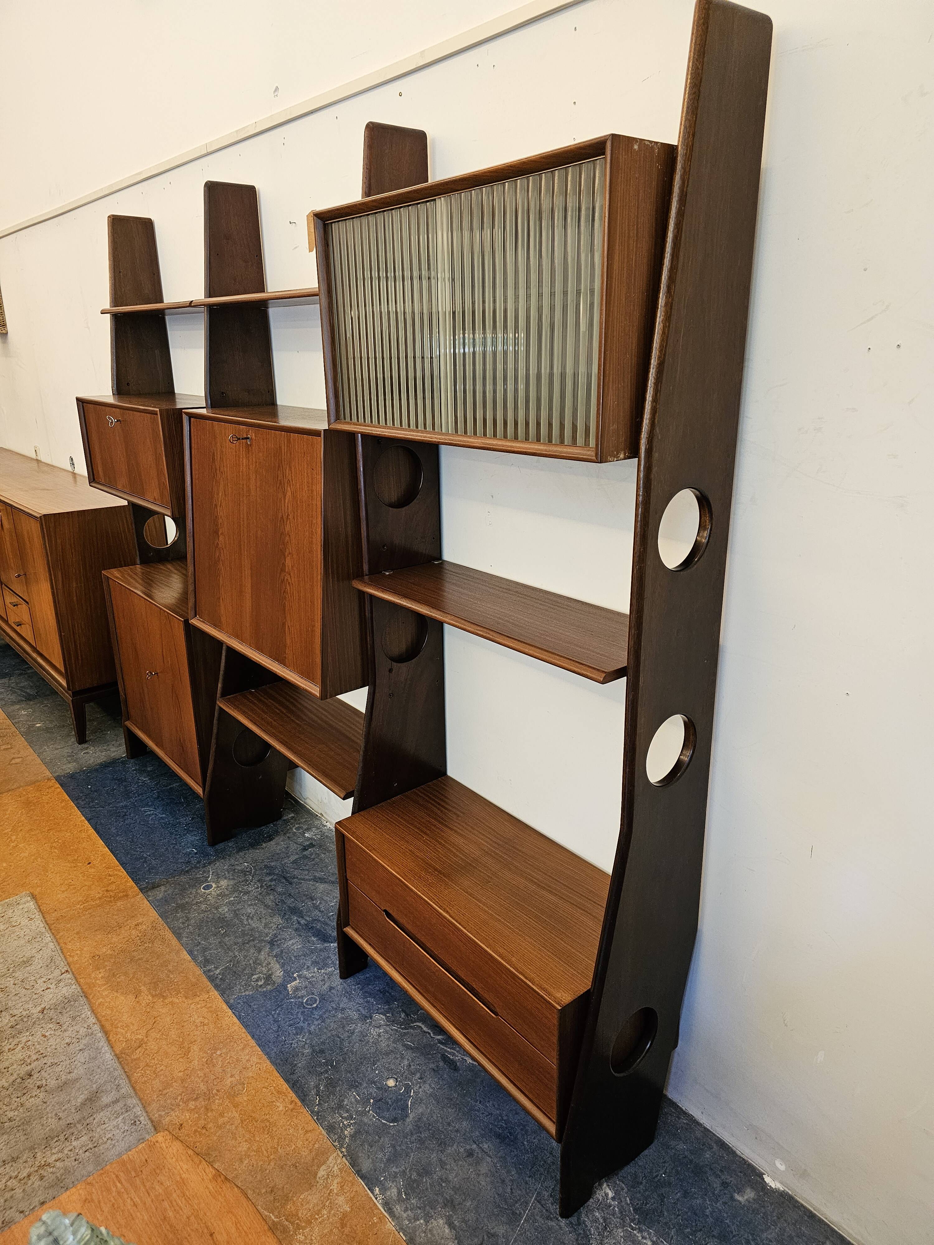 Wall unit wall cabinet teak vintage Dutch Design
