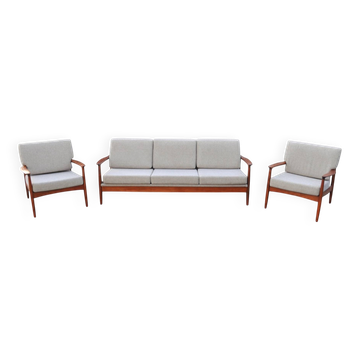 Eugen Schmidt Soloform vintage teak sofa and 2 armchairs